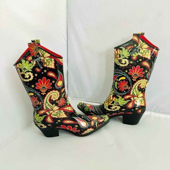 Corkys Rodeo Colorful Floral Western Rain Boots Women’s Size 7 - Picture 4 of 10